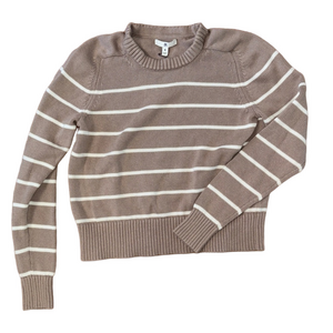 NWT Banana Republic Taupe White Striped Sweater Silk Blend Size Medium